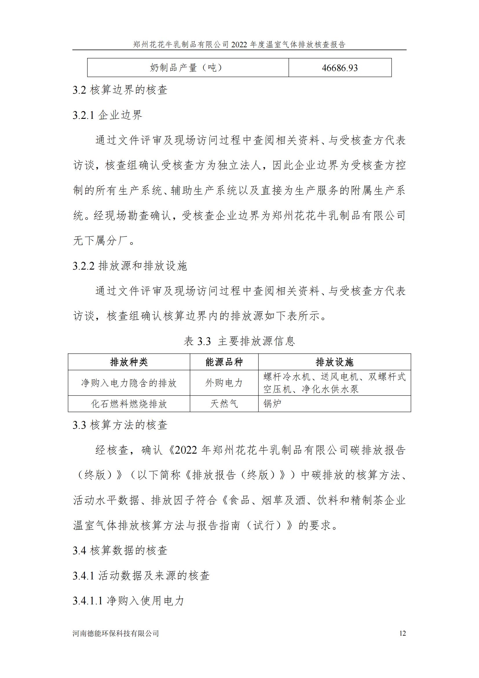 《郑州玩球通(中国)一站式服务平台乳制品有限公司2022年度温室气体排放核查报告》公示